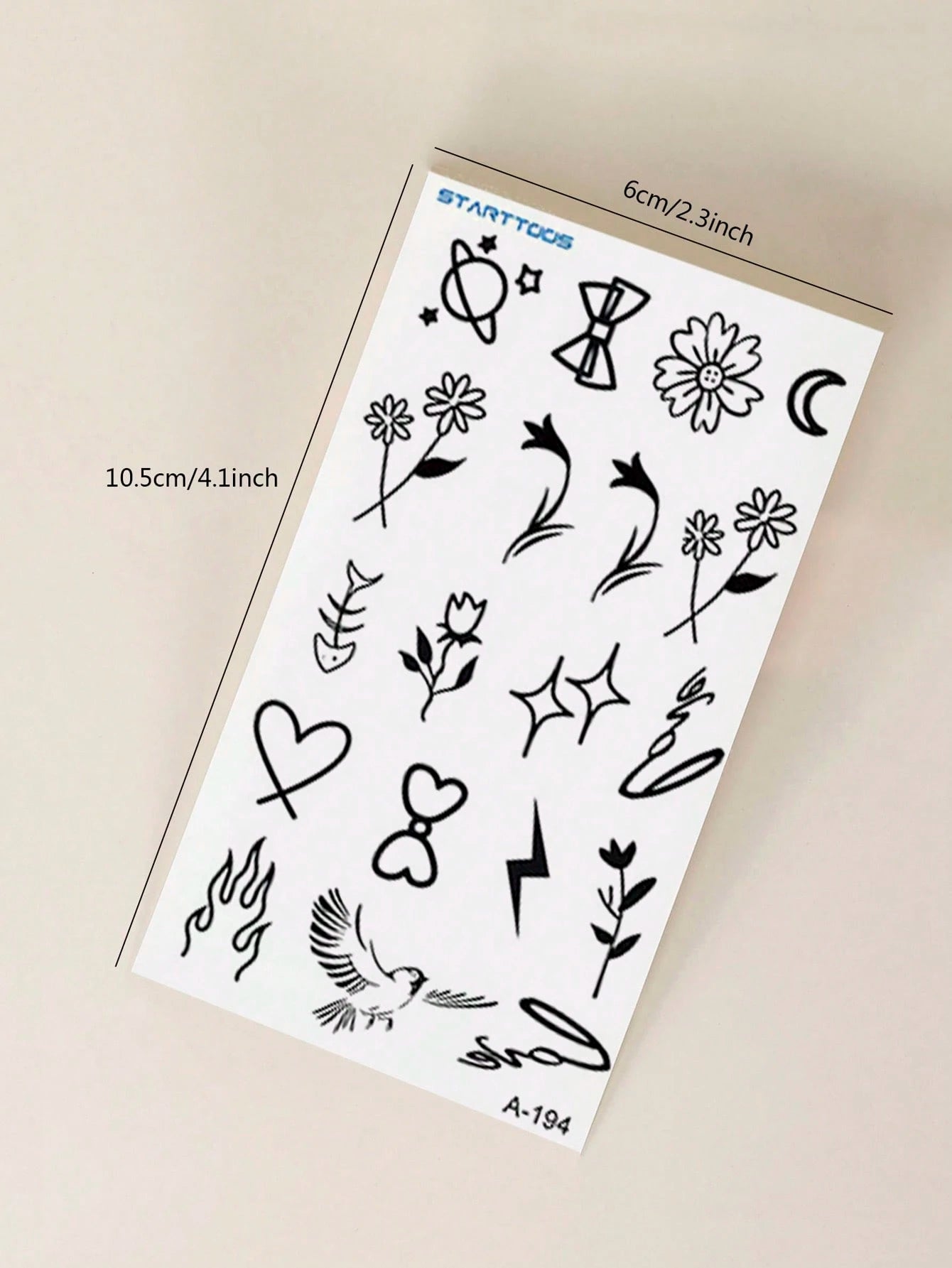 STARTTOOS 9PCS Black Minimalist Line Flower Butterfly Constellation Animal Pattern Temporary Tattoo Stickers, Suitable For DIY Daily Party Holiday Gift Finger Ear Back Shoulder Neck Collarbone Waterpr