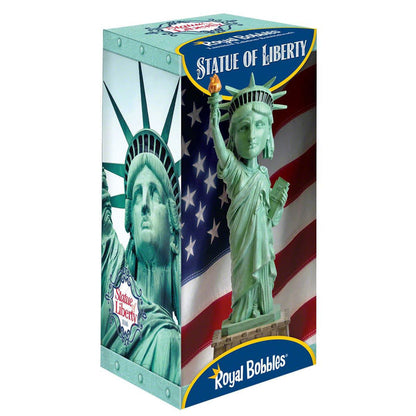 Statue of Liberty handpainted resin bobblehead includes a collector box with important facts about her