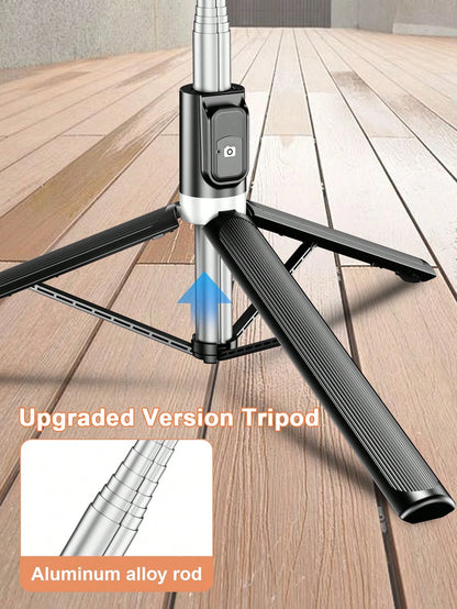 STICKMAG 130cm Wireless Bluetooth Selfie Stick Tripod With 3-Speed Adjustable LED Beauty Light, 360° Rotating Stainless Steel Anti-Shake, Suitable For Smartphones