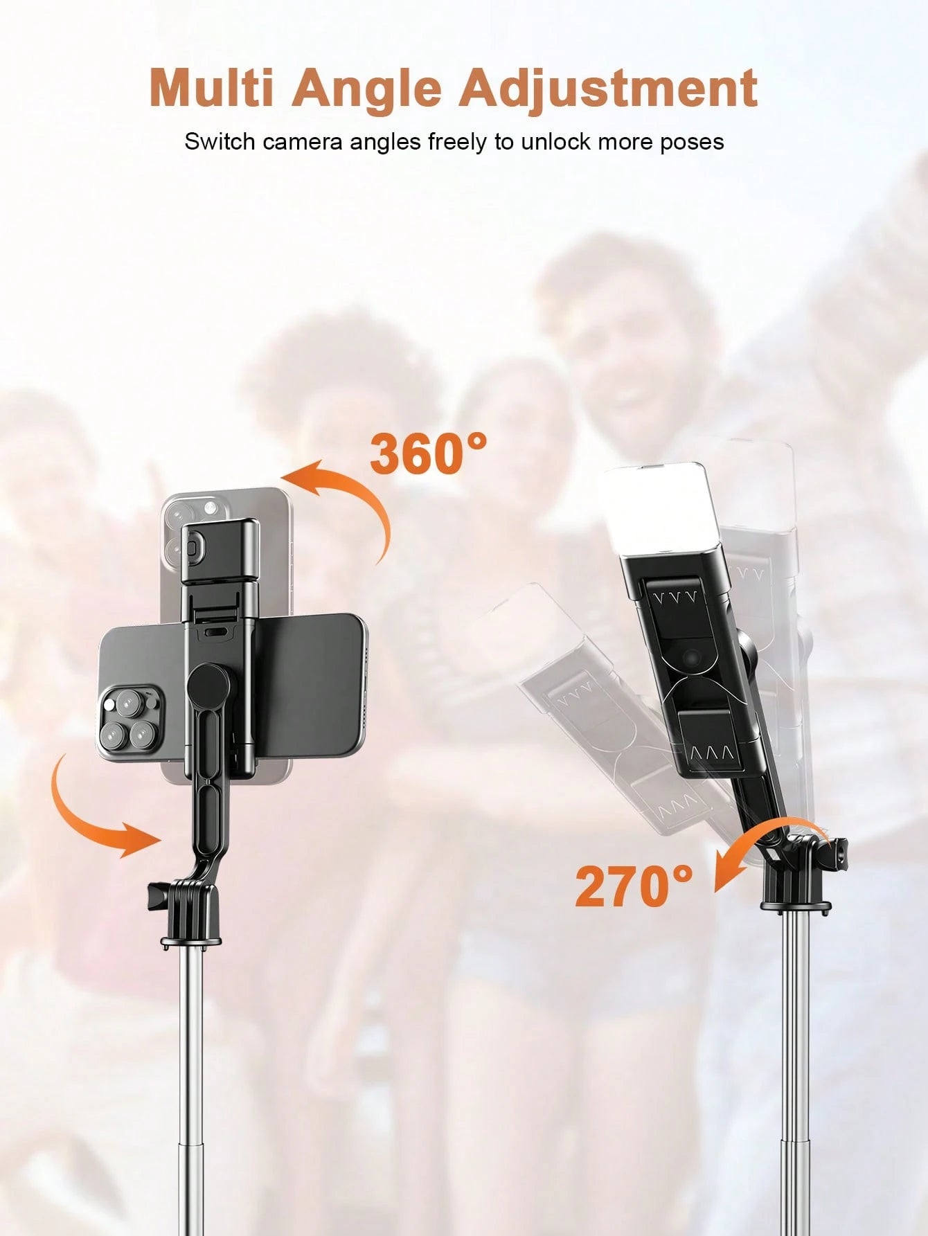 STICKMAG 130cm Wireless Bluetooth Selfie Stick Tripod With 3-Speed Adjustable LED Beauty Light, 360° Rotating Stainless Steel Anti-Shake, Suitable For Smartphones