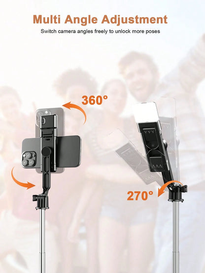 STICKMAG 130cm Wireless Bluetooth Selfie Stick Tripod With 3-Speed Adjustable LED Beauty Light, 360° Rotating Stainless Steel Anti-Shake, Suitable For Smartphones