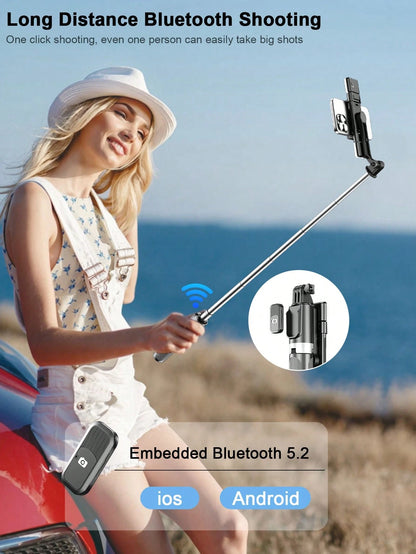 STICKMAG 130cm Wireless Bluetooth Selfie Stick Tripod With 3-Speed Adjustable LED Beauty Light, 360° Rotating Stainless Steel Anti-Shake, Suitable For Smartphones