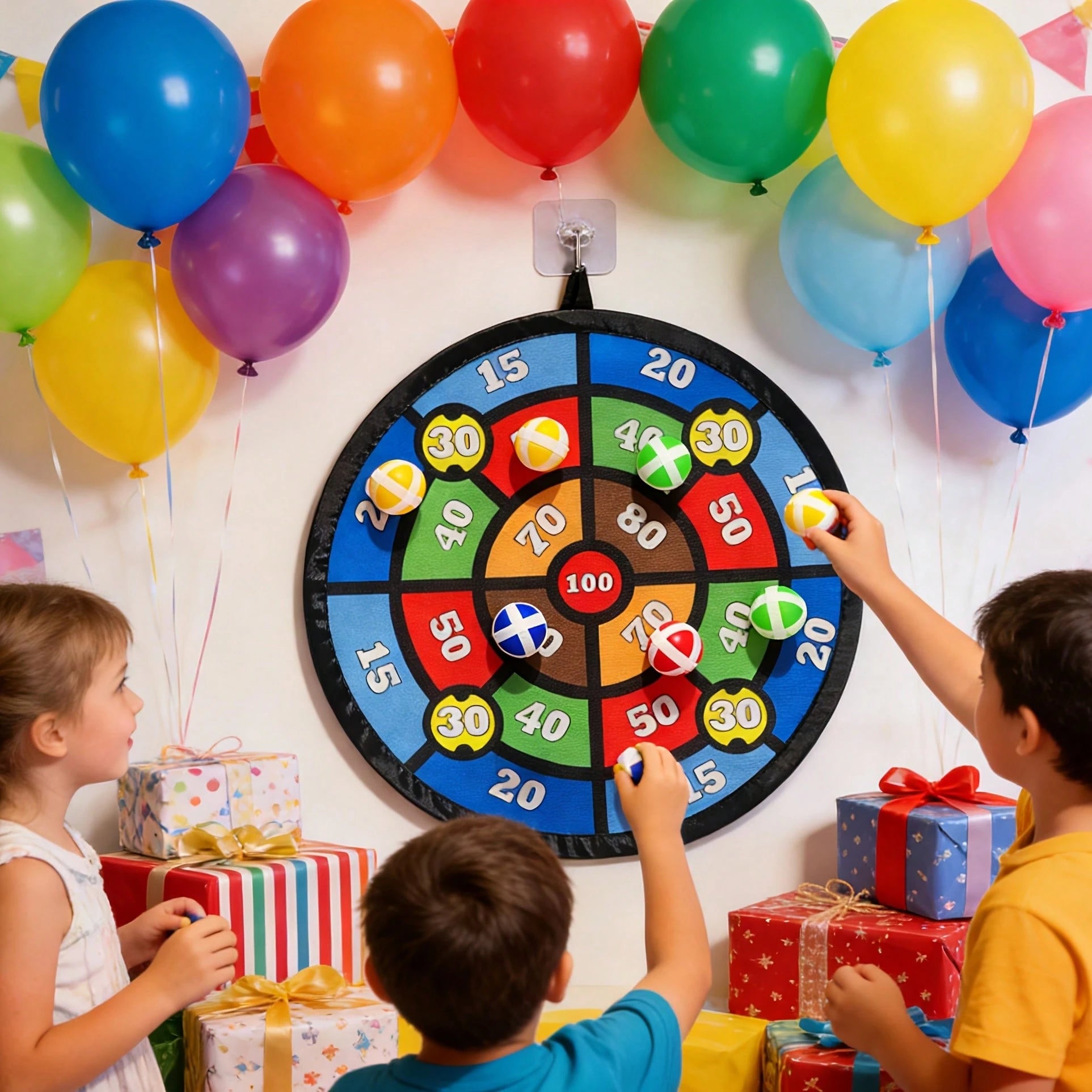 Sticky Ball Target Set (8 Balls/ 12 Balls) – Hanging Design, Suitable For Children's Indoor And Outdoor Play, Family Leisure Party Games, And Sports Toys. Helps Improve Hand-Eye Coordination. (Ball C