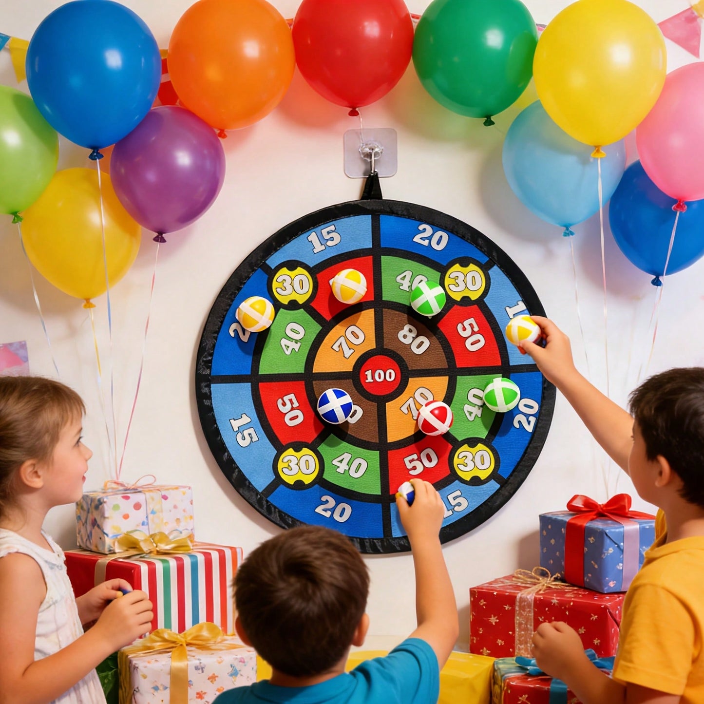 Sticky Ball Target Set (8 Balls/ 12 Balls) – Hanging Design, Suitable For Children's Indoor And Outdoor Play, Family Leisure Party Games, And Sports Toys. Helps Improve Hand-Eye Coordination. (Ball C