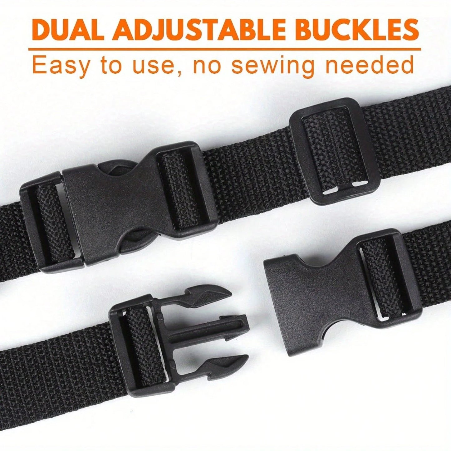 Straps And Buckles Set: 6 Yards Nylon Webbing, 6 Pcs Side Release Buckle, 12 Pcs Tri-Glide Sliders, Plastic Clip Quick Fastener Replacement Buckle