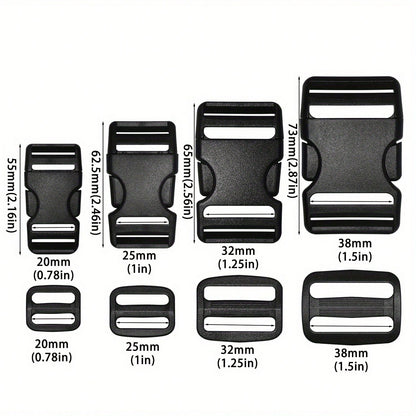 Straps And Buckles Set: 6 Yards Nylon Webbing, 6 Pcs Side Release Buckle, 12 Pcs Tri-Glide Sliders, Plastic Clip Quick Fastener Replacement Buckle