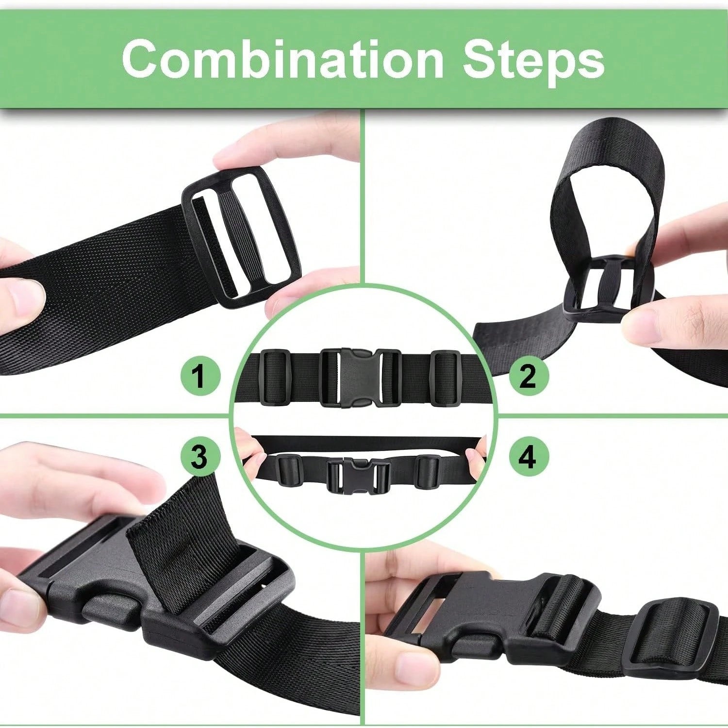 Straps And Buckles Set: 6 Yards Nylon Webbing, 6 Pcs Side Release Buckle, 12 Pcs Tri-Glide Sliders, Plastic Clip Quick Fastener Replacement Buckle