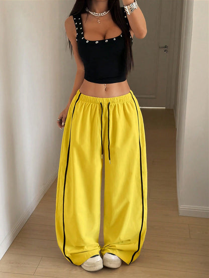 StreetHx Women's Drawstring Waist Wide Leg Loose Harem Pants