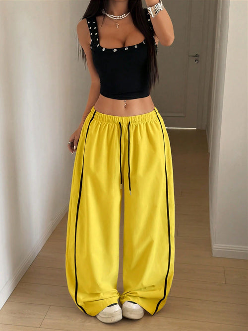 StreetHx Women's Drawstring Waist Wide Leg Loose Harem Pants