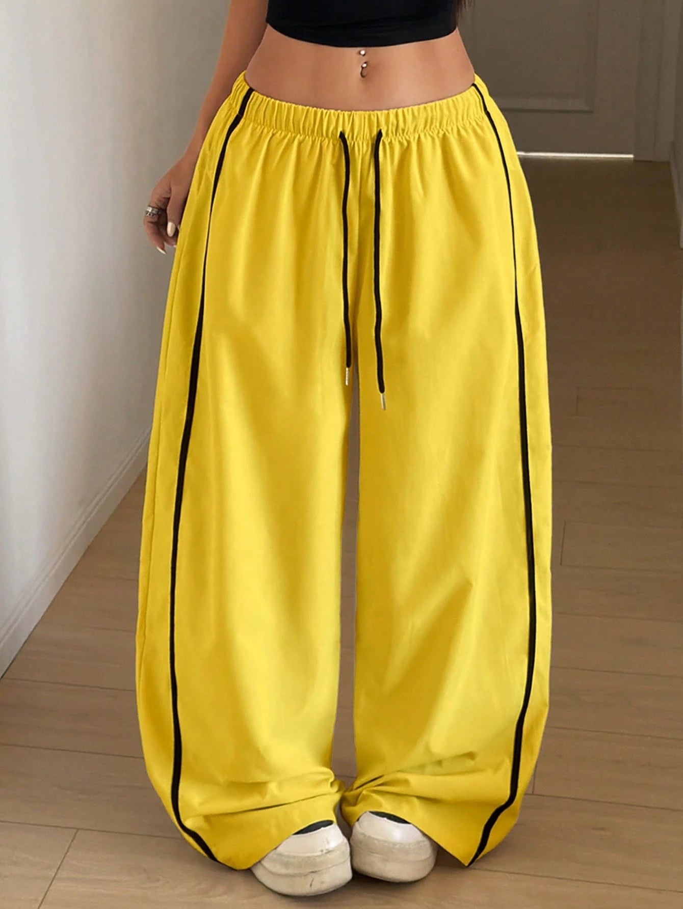 StreetHx Women's Drawstring Waist Wide Leg Loose Harem Pants
