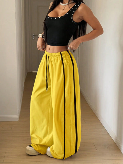 StreetHx Women's Drawstring Waist Wide Leg Loose Harem Pants