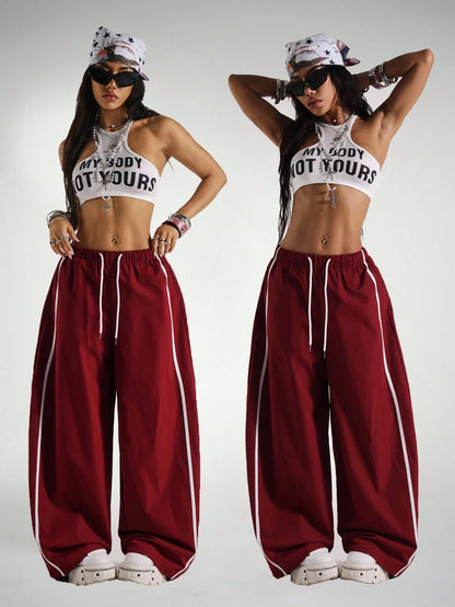StreetHx Women's Drawstring Waist Wide Leg Loose Harem Pants