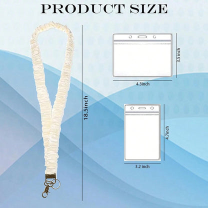 Stretchy Scrunchie Lanyard For ID Badges Keys, Teacher Lanyard With ID Holder Retractable Design For Women Ladies
