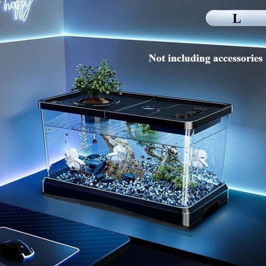 Sturdy Large Aquarium With A Lid- Clear, Leak-Resistant Design Suitable For Fish, Turtles, And Aquatic Plants, Perfect For Use In For Home Offices Or Classrooms, Featuring A Contemporary Rectangular