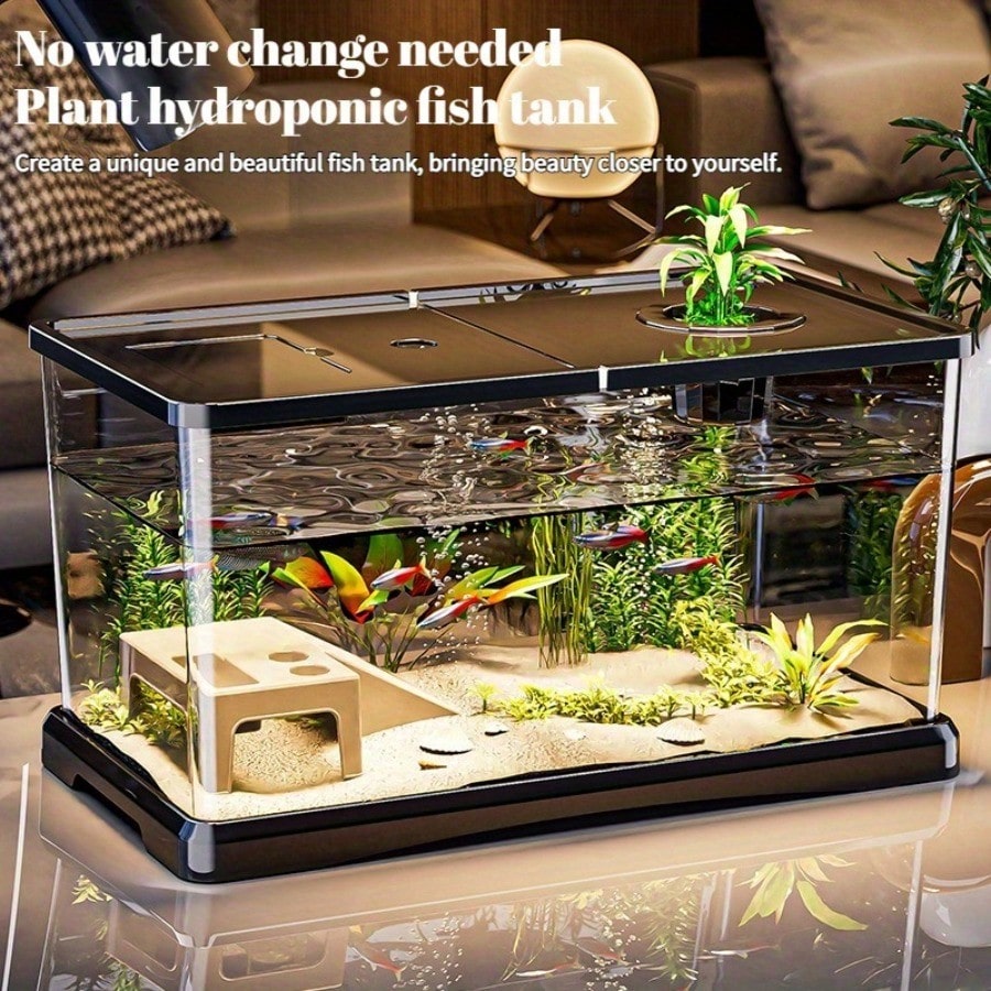 Sturdy Large Aquarium With A Lid- Clear, Leak-Resistant Design Suitable For Fish, Turtles, And Aquatic Plants, Perfect For Use In For Home Offices Or Classrooms, Featuring A Contemporary Rectangular