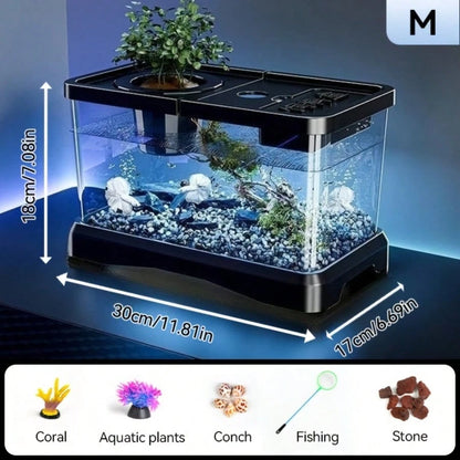 Sturdy Large Aquarium With A Lid- Clear, Leak-Resistant Design Suitable For Fish, Turtles, And Aquatic Plants, Perfect For Use In For Home Offices Or Classrooms, Featuring A Contemporary Rectangular