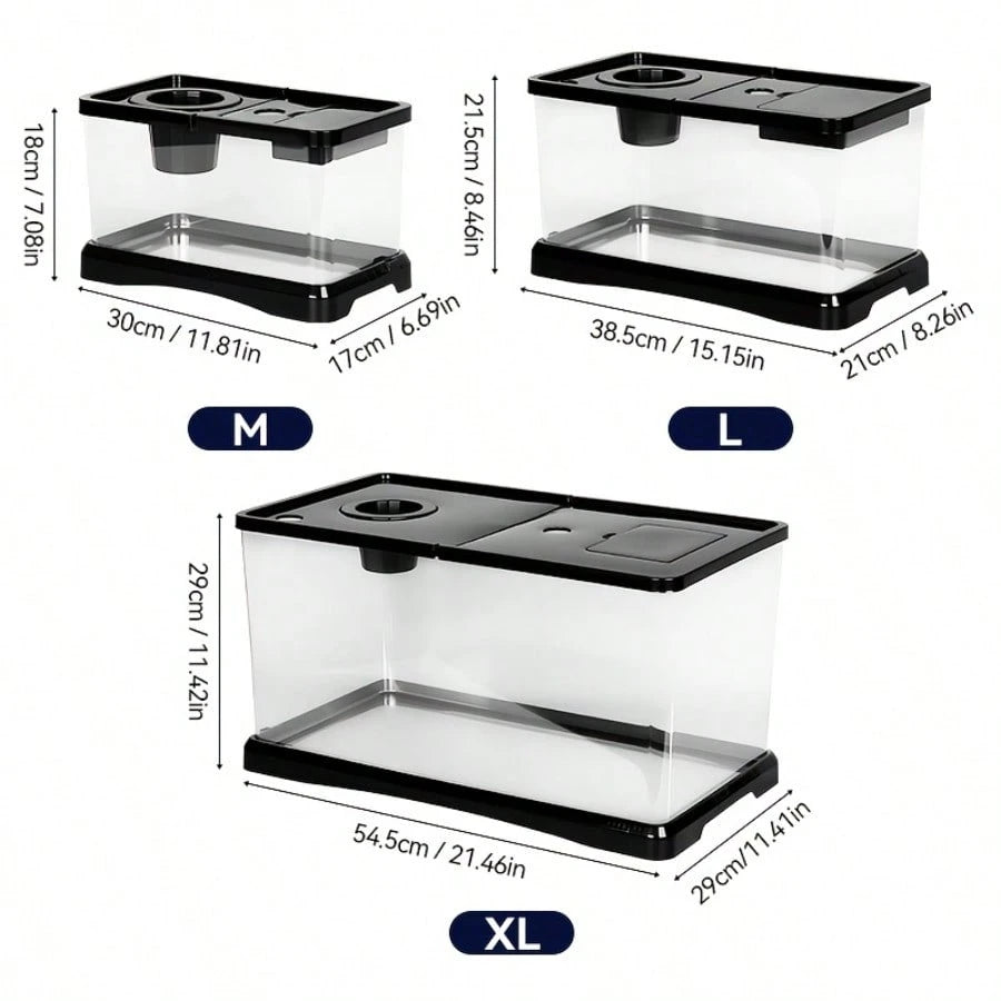 Sturdy Large Aquarium With A Lid- Clear, Leak-Resistant Design Suitable For Fish, Turtles, And Aquatic Plants, Perfect For Use In For Home Offices Or Classrooms, Featuring A Contemporary Rectangular