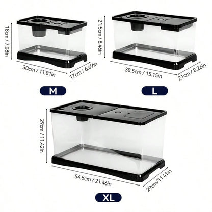 Sturdy Large Aquarium With A Lid- Clear, Leak-Resistant Design Suitable For Fish, Turtles, And Aquatic Plants, Perfect For Use In For Home Offices Or Classrooms, Featuring A Contemporary Rectangular