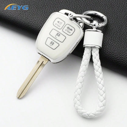 Suitable For Toy Ota Key Fob Cover, With Metal Keychain, Soft TPU Easy-Press Key Fob Case Protector. Suitable For 2012-2019 Camry, Corolla, Rav4, Tacoma