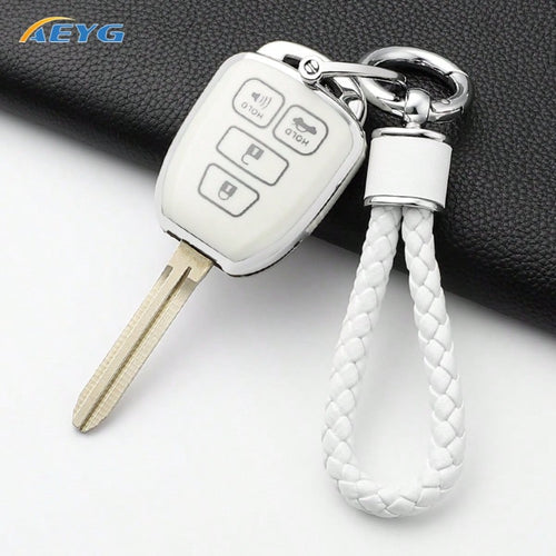 Suitable For Toy Ota Key Fob Cover, With Metal Keychain, Soft TPU Easy-Press Key Fob Case Protector. Suitable For 2012-2019 Camry, Corolla, Rav4, Tacoma
