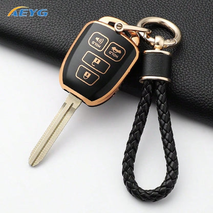 Suitable For Toy Ota Key Fob Cover, With Metal Keychain, Soft TPU Easy-Press Key Fob Case Protector. Suitable For 2012-2019 Camry, Corolla, Rav4, Tacoma