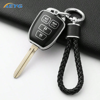 Suitable For Toy Ota Key Fob Cover, With Metal Keychain, Soft TPU Easy-Press Key Fob Case Protector. Suitable For 2012-2019 Camry, Corolla, Rav4, Tacoma
