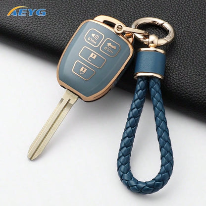 Suitable For Toy Ota Key Fob Cover, With Metal Keychain, Soft TPU Easy-Press Key Fob Case Protector. Suitable For 2012-2019 Camry, Corolla, Rav4, Tacoma