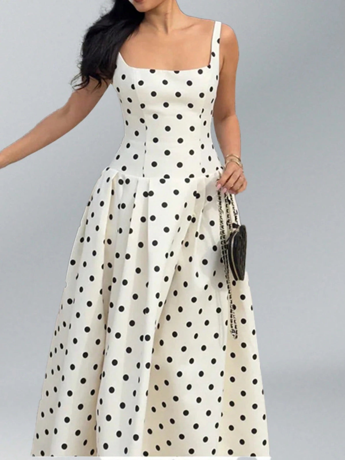 Summer Dresses For WomenAutumn New Arrival Cross-Border European And American Style Elegant Spaghetti Strap Sexy Loose Polka Dot Everyday Dressdresse