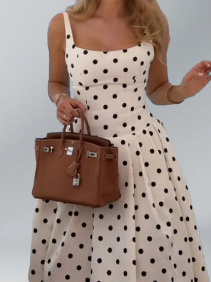 Summer Dresses For WomenAutumn New Arrival Cross-Border European And American Style Elegant Spaghetti Strap Sexy Loose Polka Dot Everyday Dressdresse