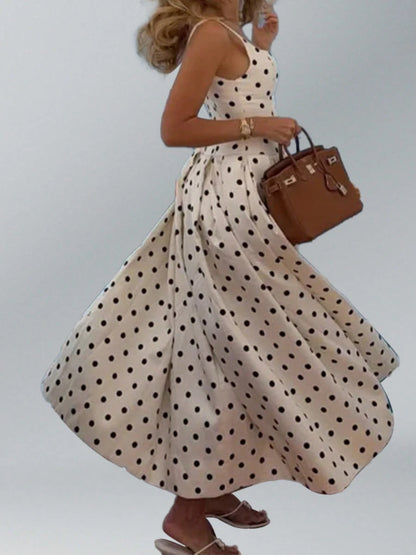 Summer Dresses For WomenAutumn New Arrival Cross-Border European And American Style Elegant Spaghetti Strap Sexy Loose Polka Dot Everyday Dressdresse
