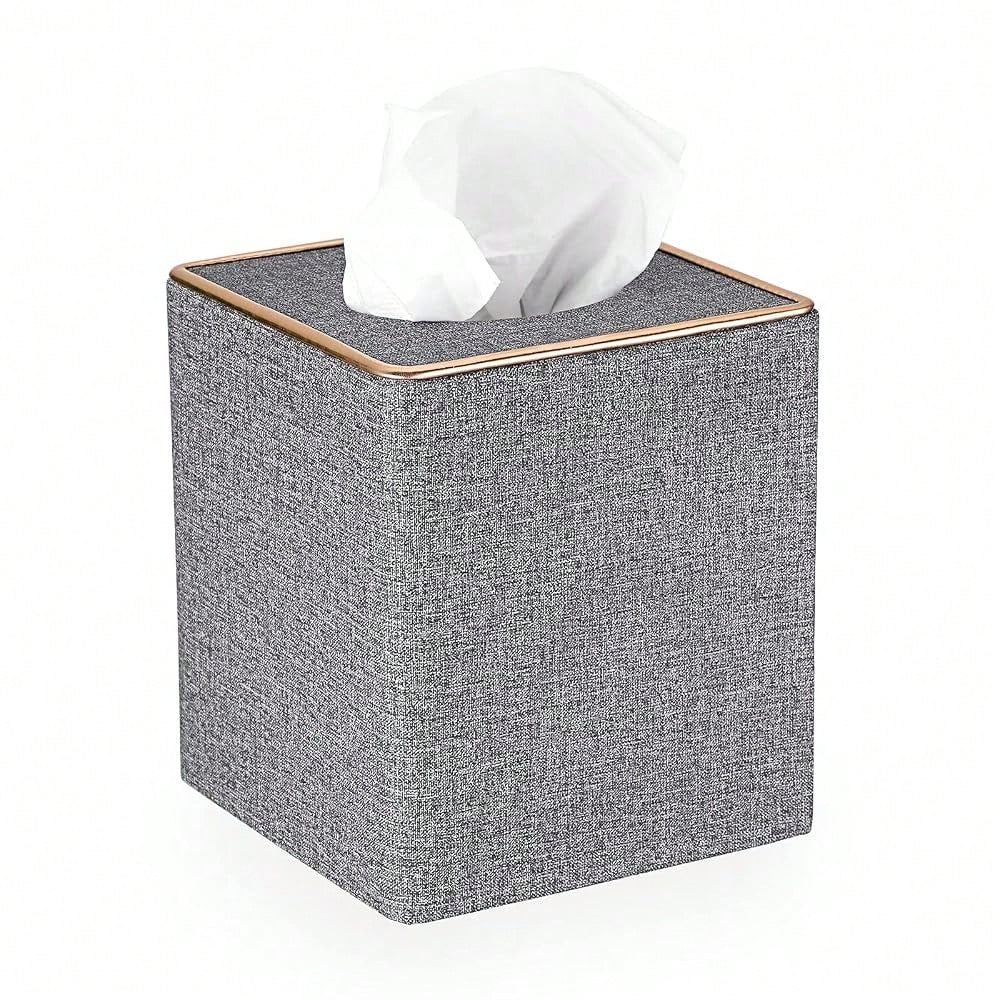 Sumnacon Square Linen Tissue Box Cover- Stylish Cube Tissue Box Holder With Magnetic Bottom, Decorative Tissue Box For Vanity Toilet T