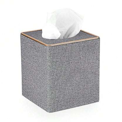 Sumnacon Square Linen Tissue Box Cover- Stylish Cube Tissue Box Holder With Magnetic Bottom, Decorative Tissue Box For Vanity Toilet T
