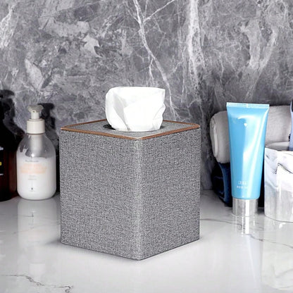 Sumnacon Square Linen Tissue Box Cover- Stylish Cube Tissue Box Holder With Magnetic Bottom, Decorative Tissue Box For Vanity Toilet T