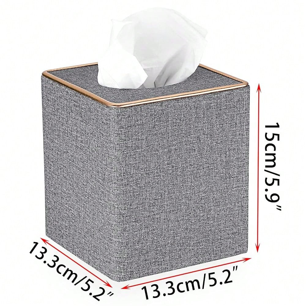 Sumnacon Square Linen Tissue Box Cover- Stylish Cube Tissue Box Holder With Magnetic Bottom, Decorative Tissue Box For Vanity Toilet T