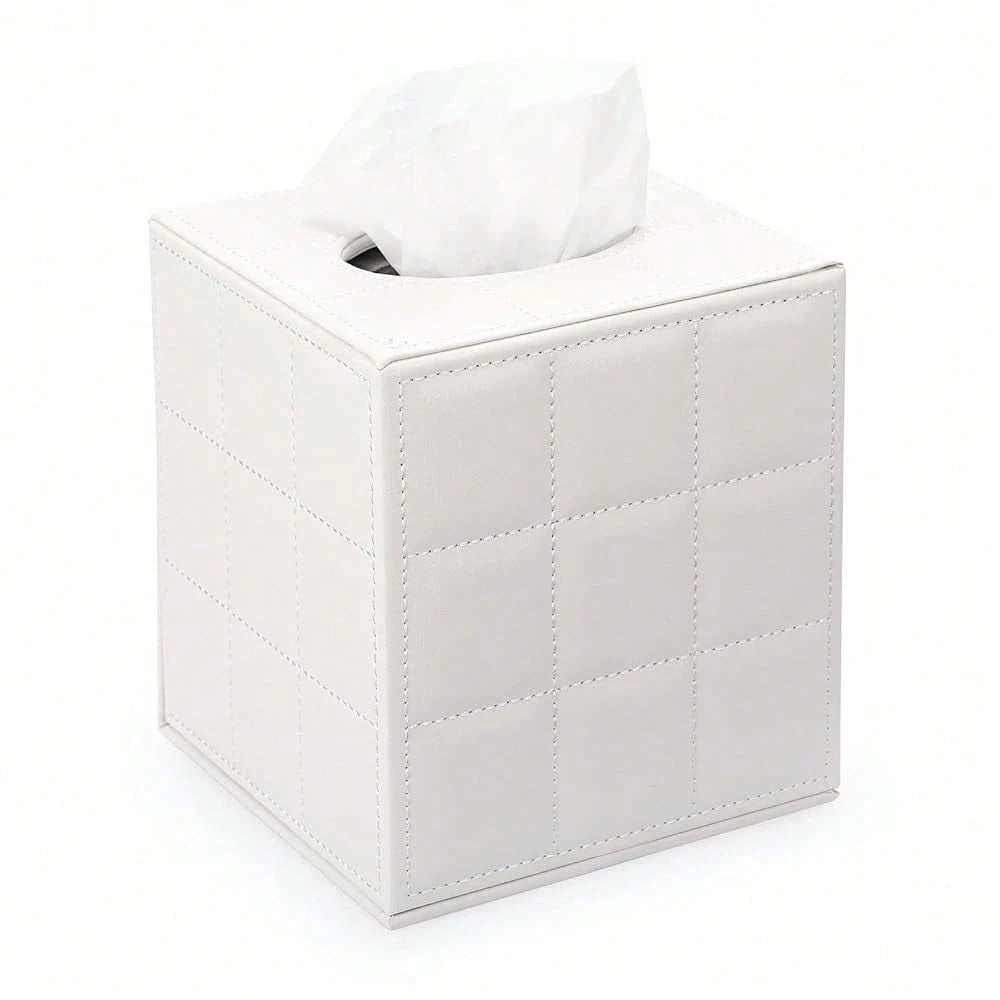 Sumnacon Square Linen Tissue Box Cover- Stylish Cube Tissue Box Holder With Magnetic Bottom, Decorative Tissue Box For Vanity Toilet T