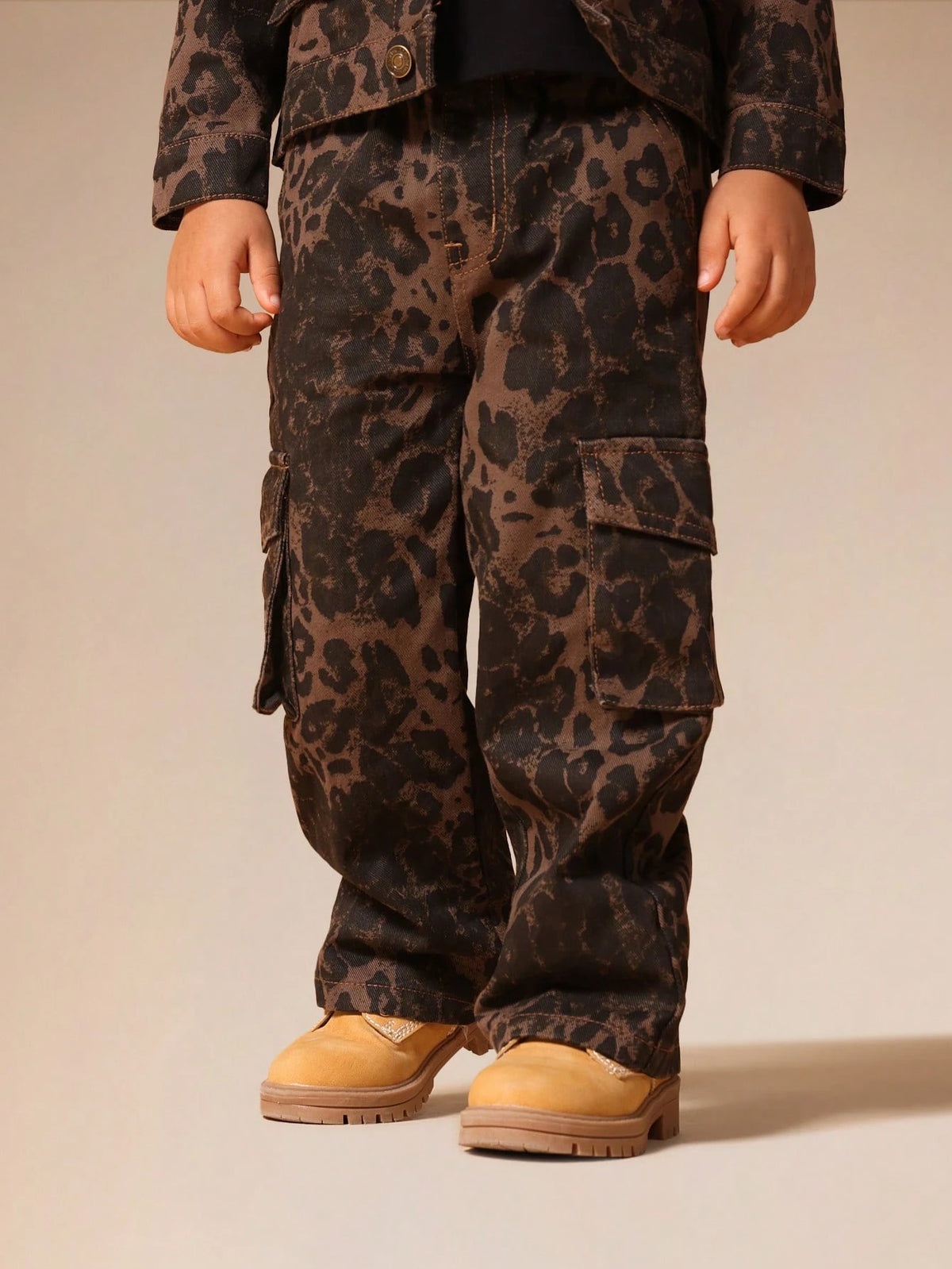 SUMWON Boys Leopard Print Cargo Pants With Cargo Pockets Casual Streetwear Bottoms Vacation