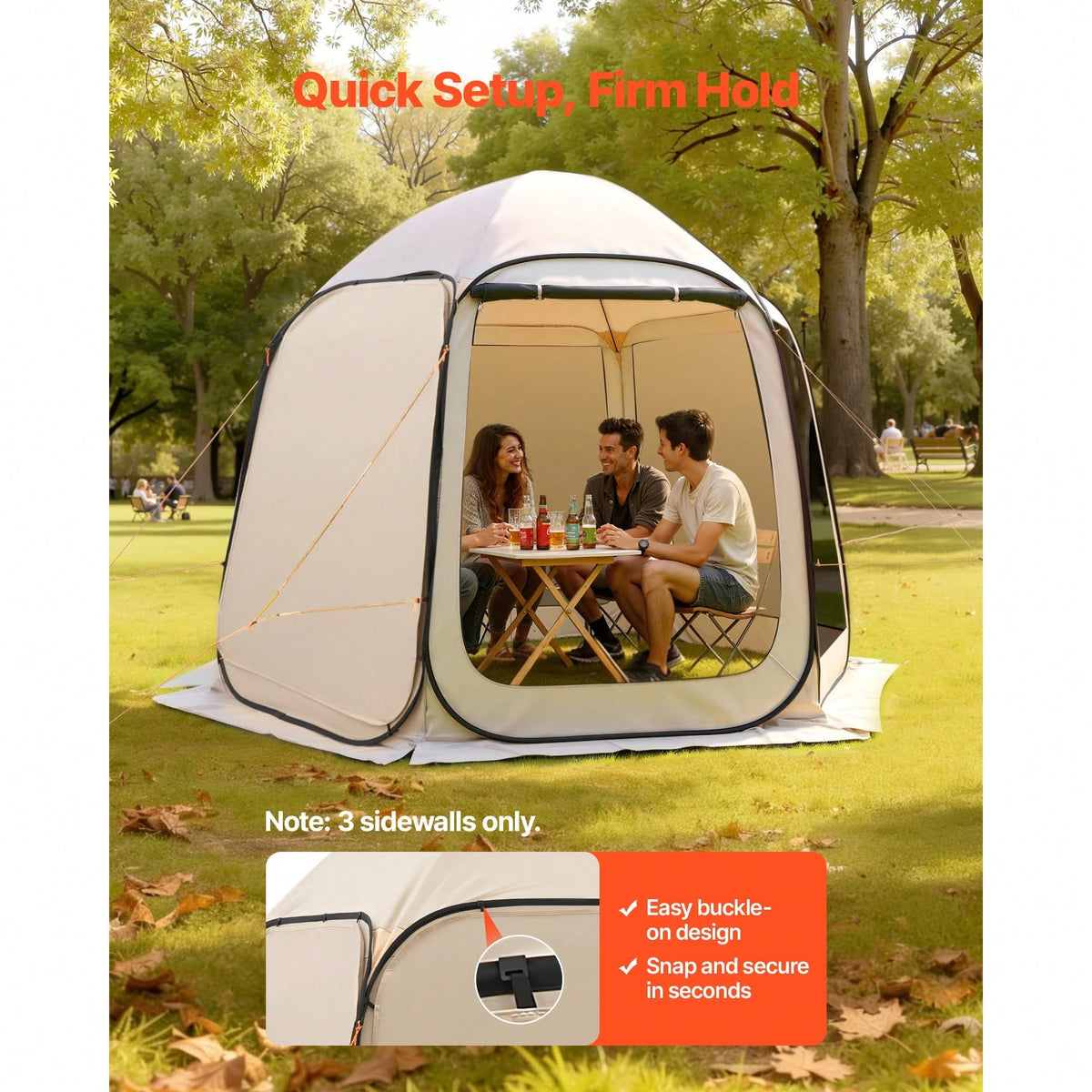 Sun Shade Sail Canopy Covers, Fit For 10 X 9.2 Ft Screen House Tent, Sun Protection, 5.51 X 4.23 Ft 300D Oxford Silver-Coated Fabric, Pack Of 3 (Not Include Tent), For Outdoor Activities, Beige