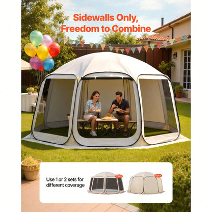 Sun Shade Sail Canopy Covers, Fit For 15 X 13.8 Ft Screen House Tent, Sun Protection, 5.51 X 5.25 Ft 300D Oxford Silver-Coated Fabric, Pack Of 3 (Not Include Tent), For Outdoor Activities, Beige