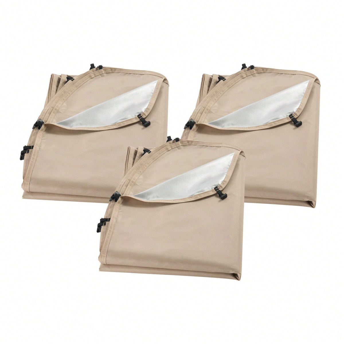 Sun Shade Sail Canopy Covers, Fit For 15 X 13.8 Ft Screen House Tent, Sun Protection, 5.51 X 5.25 Ft 300D Oxford Silver-Coated Fabric, Pack Of 3 (Not Include Tent), For Outdoor Activities, Beige