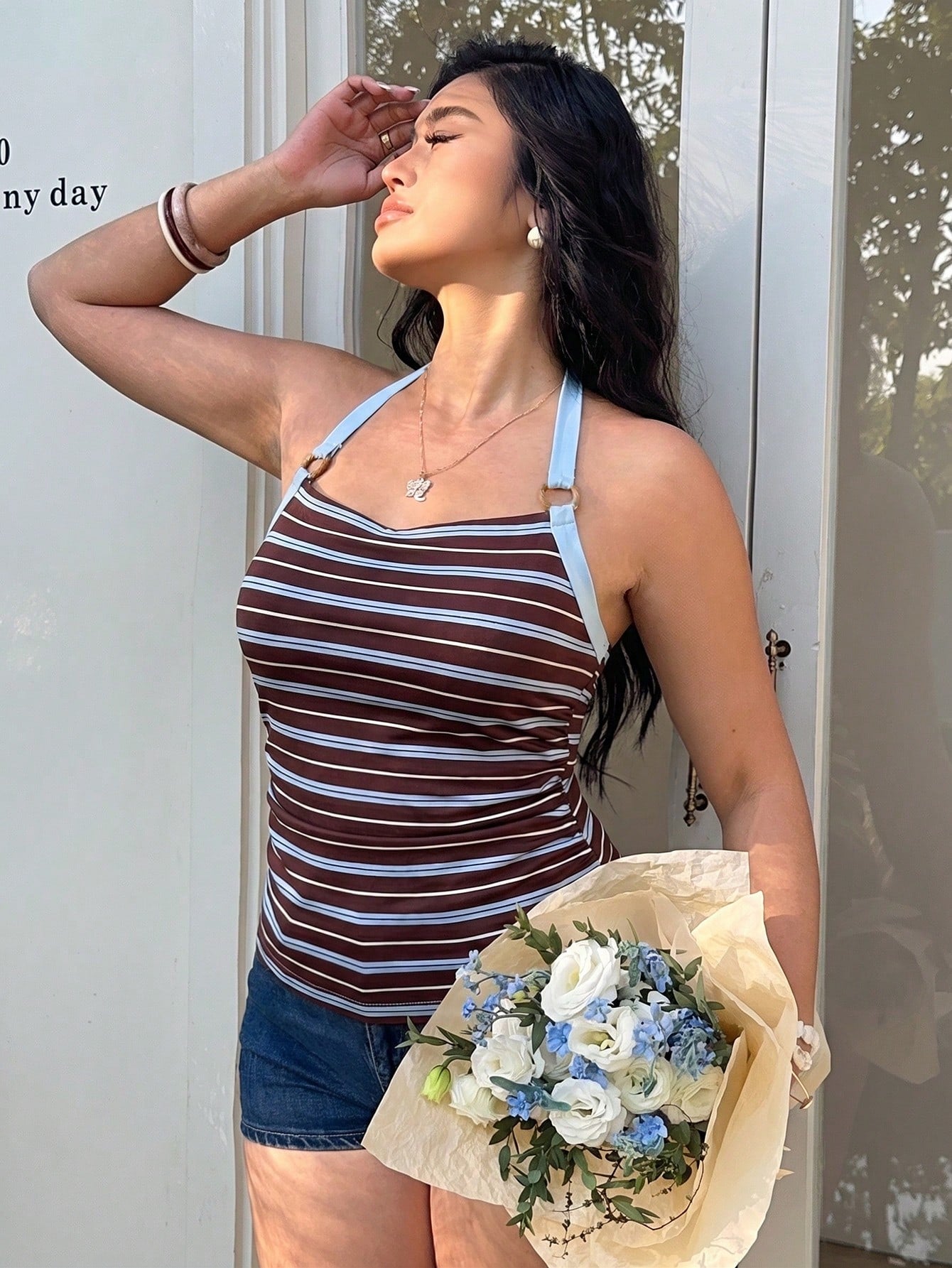 Sunnyshic Casual Vacation Elegant Minimalist Colorblock Striped Versatile Camisole Top, Y2K Style, Plus Size For Women, Summer