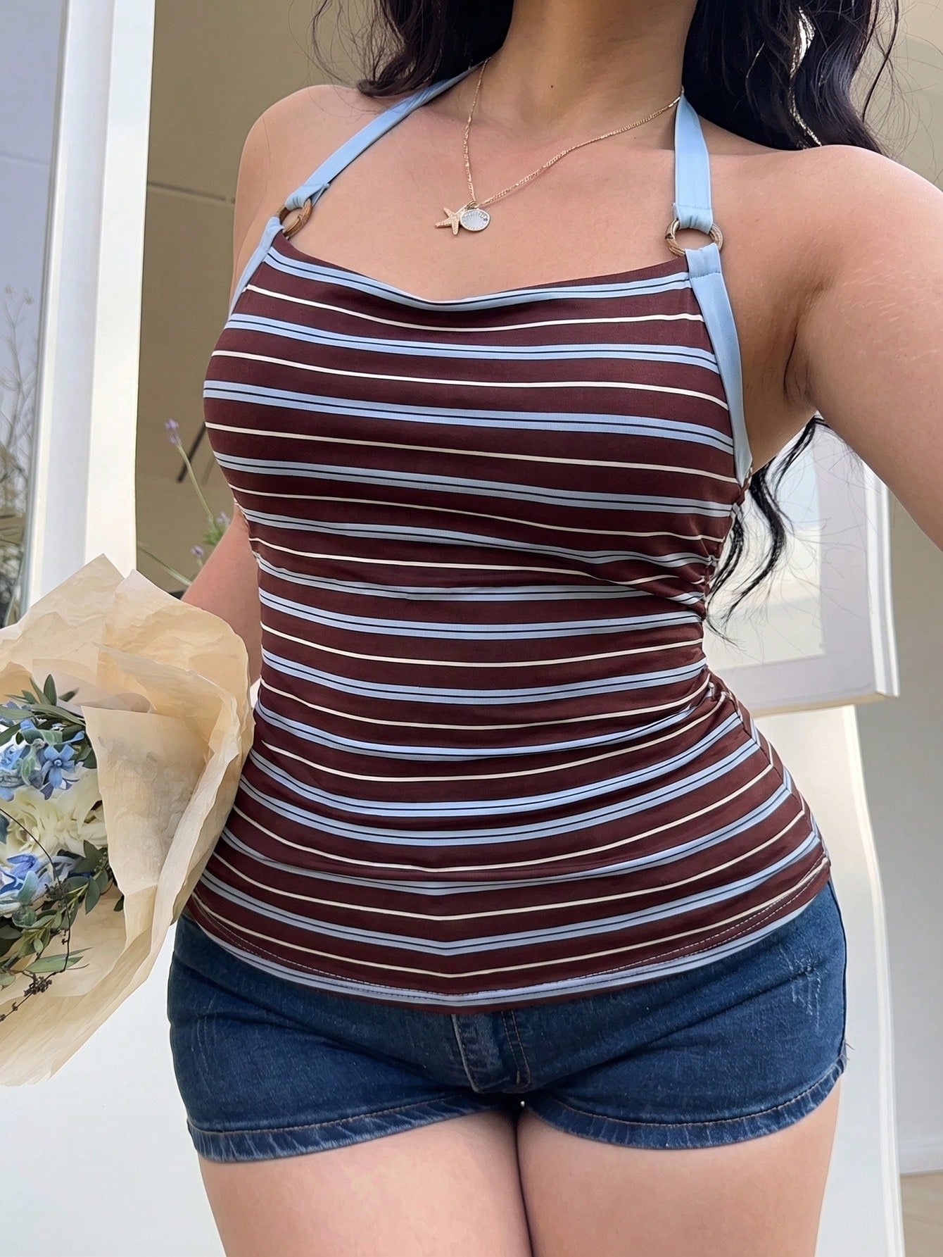 Sunnyshic Casual Vacation Elegant Minimalist Colorblock Striped Versatile Camisole Top, Y2K Style, Plus Size For Women, Summer