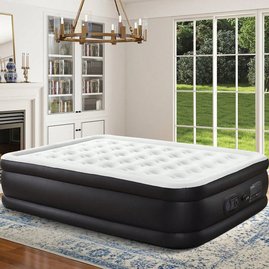 Sweetcrispy Air Mattress Inflatable Blow Up Mattress Airbed With Built-In High Capacity Pump, Double Height, Adjustable, Non-Slip Bottom Design, Portable For Home Or Camping