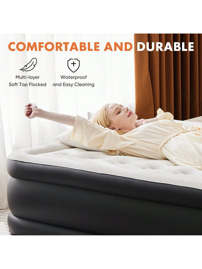 Sweetcrispy Air Mattress Inflatable Blow Up Mattress Airbed With Built-In High Capacity Pump, Double Height, Adjustable, Non-Slip Bottom Design, Portable For Home Or Camping