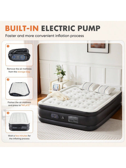 Sweetcrispy Air Mattress Inflatable Blow Up Mattress Airbed With Built-In High Capacity Pump, Double Height, Adjustable, Non-Slip Bottom Design, Portable For Home Or Camping