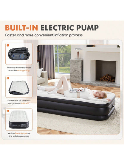 Sweetcrispy Air Mattress Inflatable Blow Up Mattress Airbed With Built-In High Capacity Pump, Double Height, Adjustable, Non-Slip Bottom Design, Portable For Home Or Camping