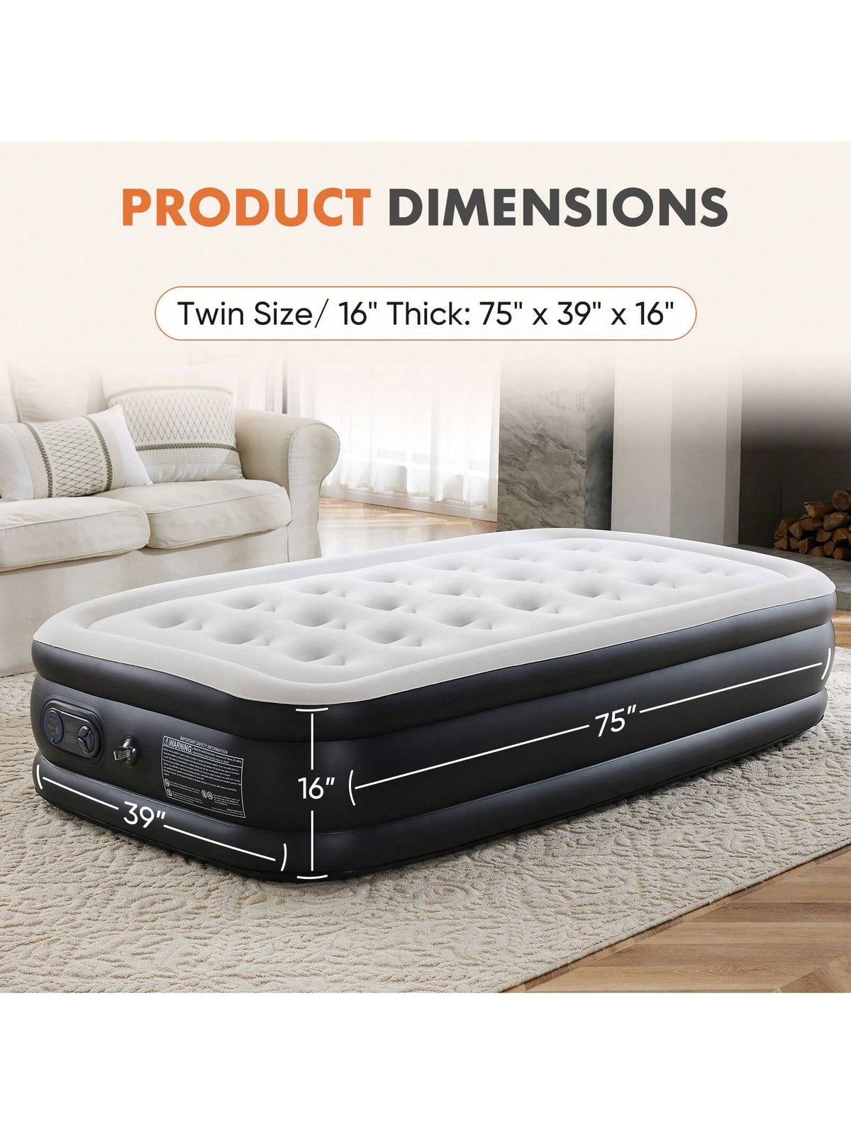 Sweetcrispy Air Mattress Inflatable Blow Up Mattress Airbed With Built-In High Capacity Pump, Double Height, Adjustable, Non-Slip Bottom Design, Portable For Home Or Camping