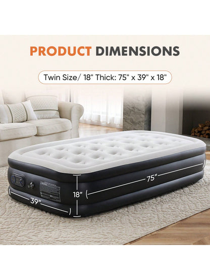 Sweetcrispy Air Mattress Inflatable Blow Up Mattress Airbed With Built-In High Capacity Pump, Double Height, Adjustable, Non-Slip Bottom Design, Portable For Home Or Camping