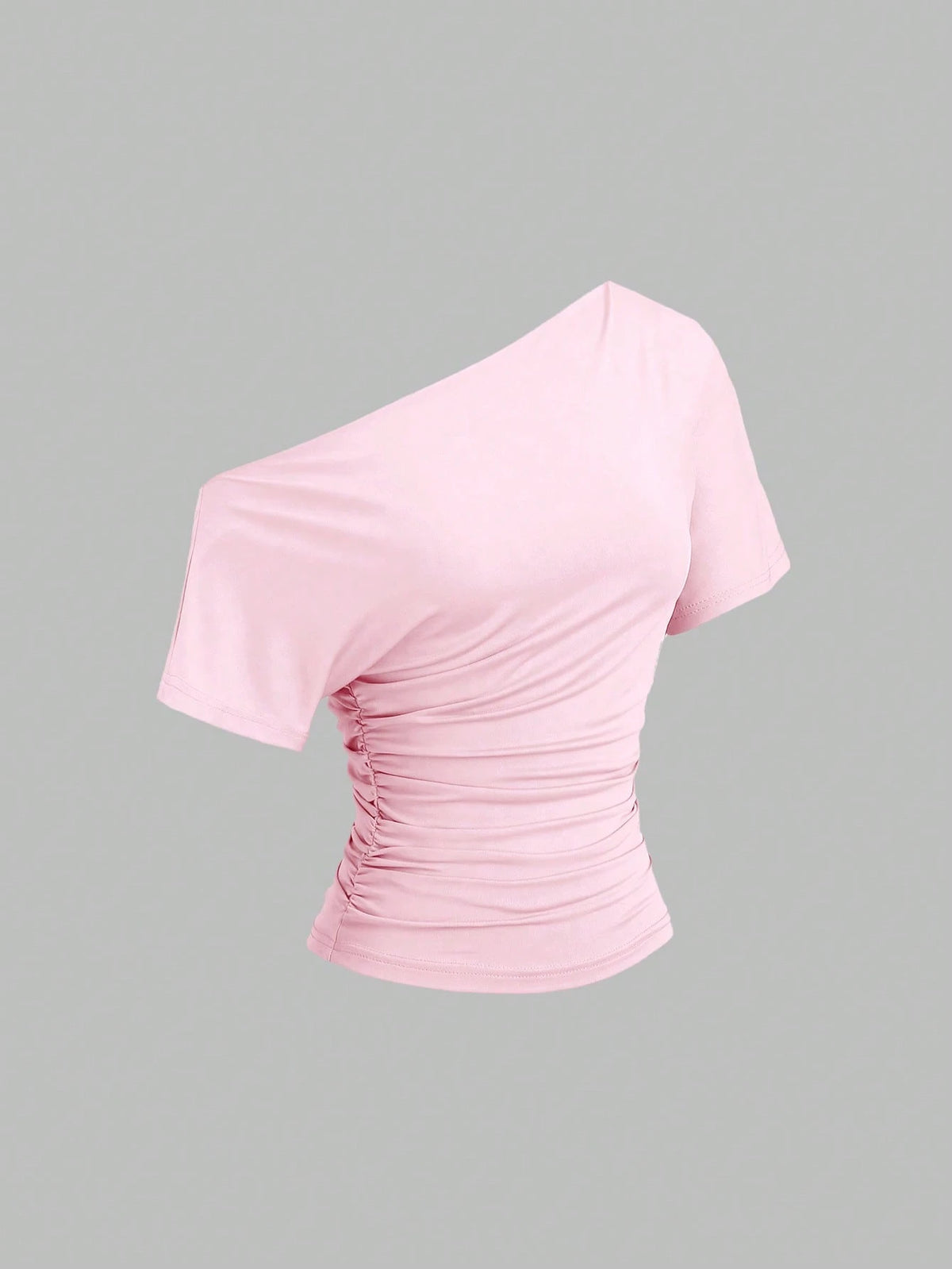 Sweetra New Spring/Summer Women's Stylish High Street Chic Asymmetric Shoulder Slim Fit Sporty Versatile Comfortable Casual T-Shirt