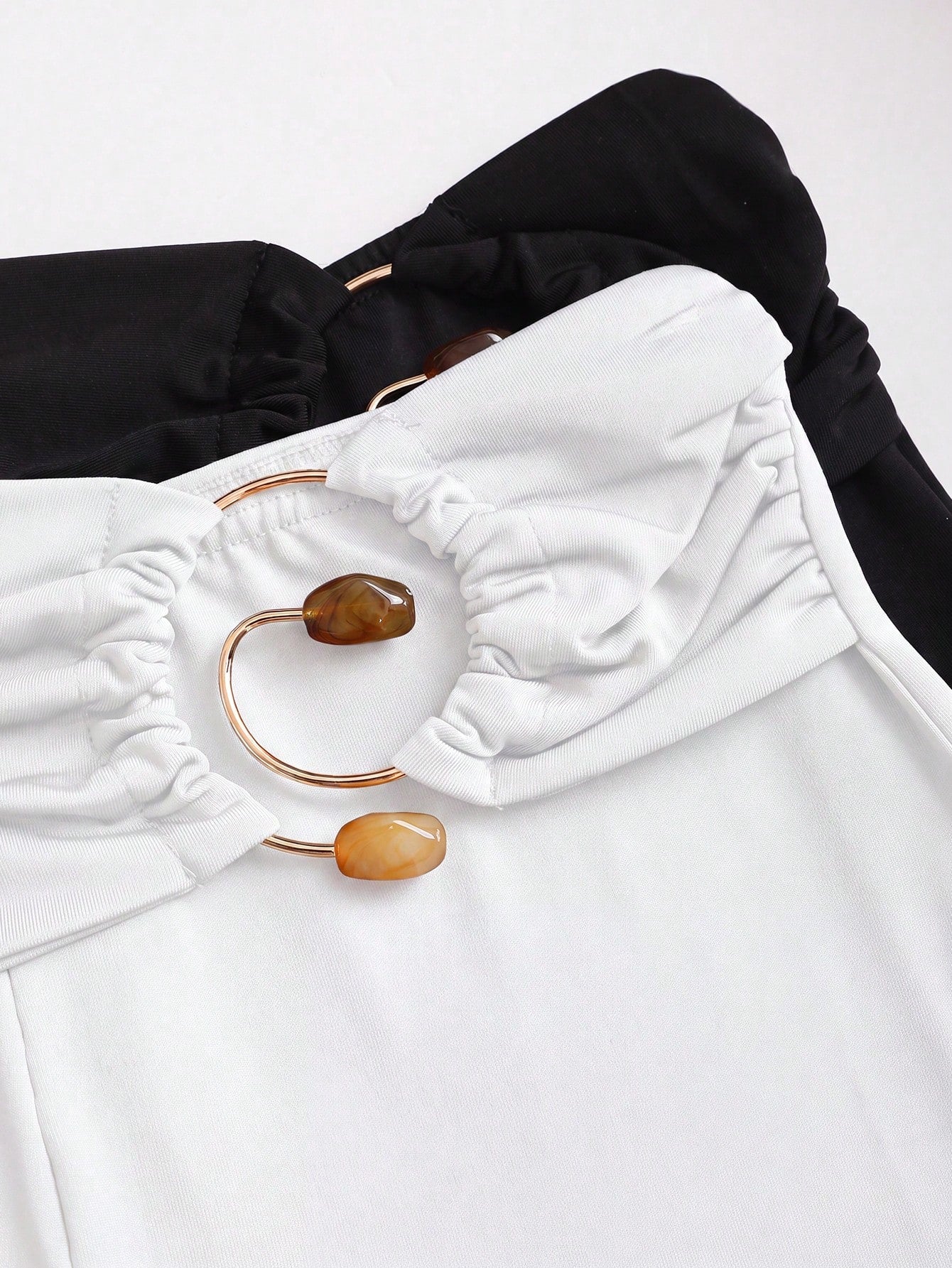 Sweetra New Summer Metal Buckle Casual Comfortable Commute Elegant Fashion Versatile Flare Leg Women's Long Pants Coffee Brown And Black 2-Piece Set