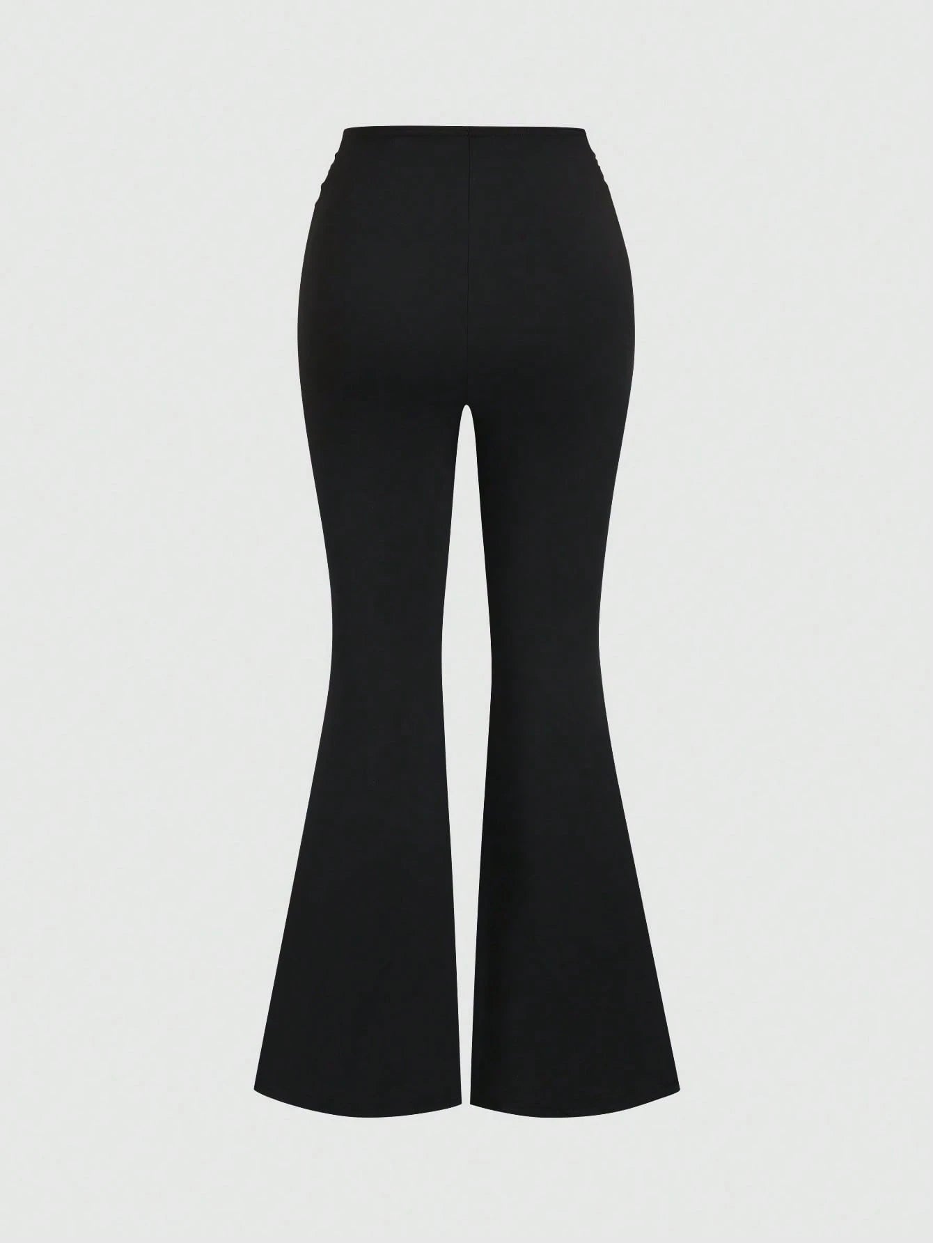 Sweetra New Summer Metal Buckle Casual Comfortable Commute Elegant Fashion Versatile Flare Leg Women's Long Pants Coffee Brown And Black 2-Piece Set